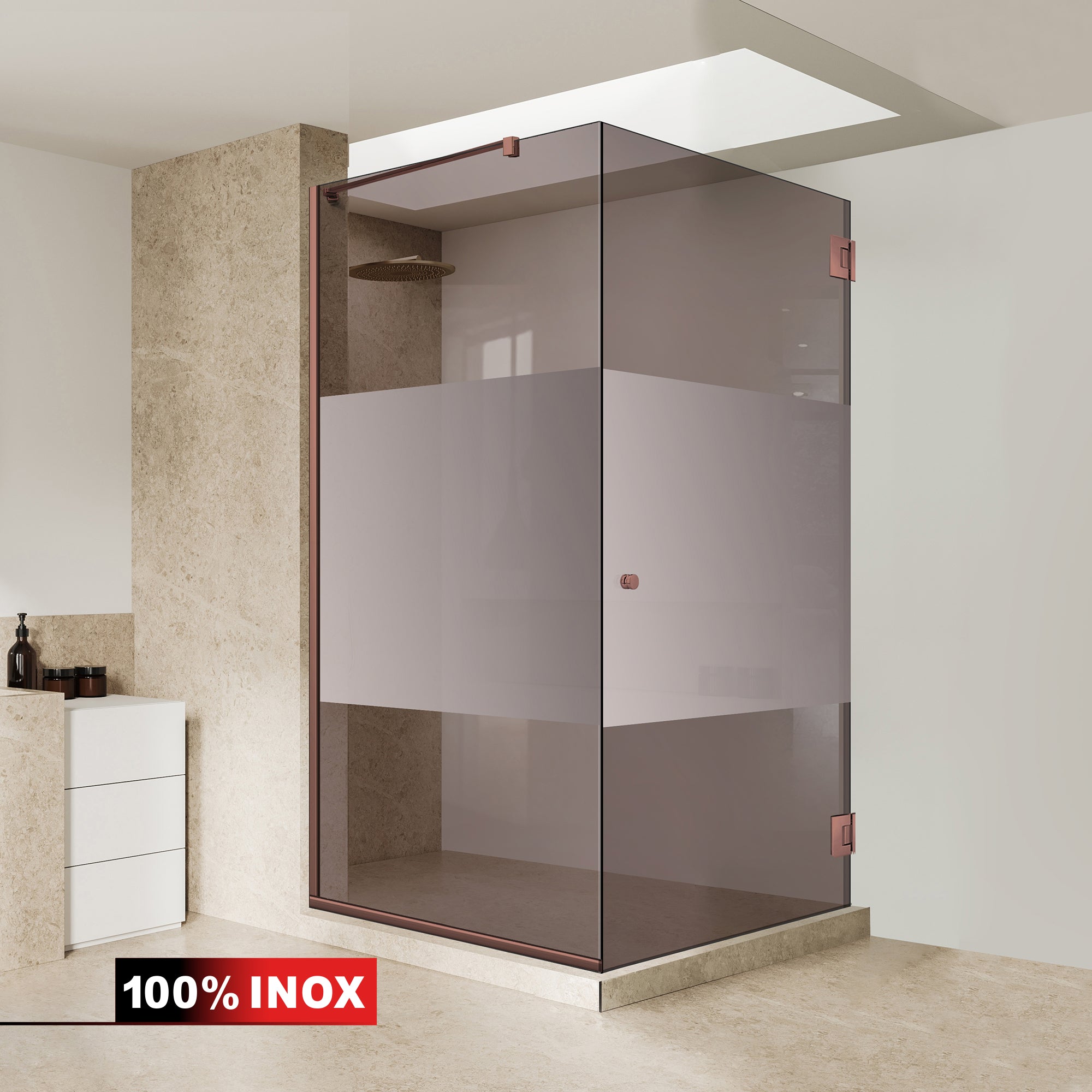 Shower enclosure with swing door #Bronze