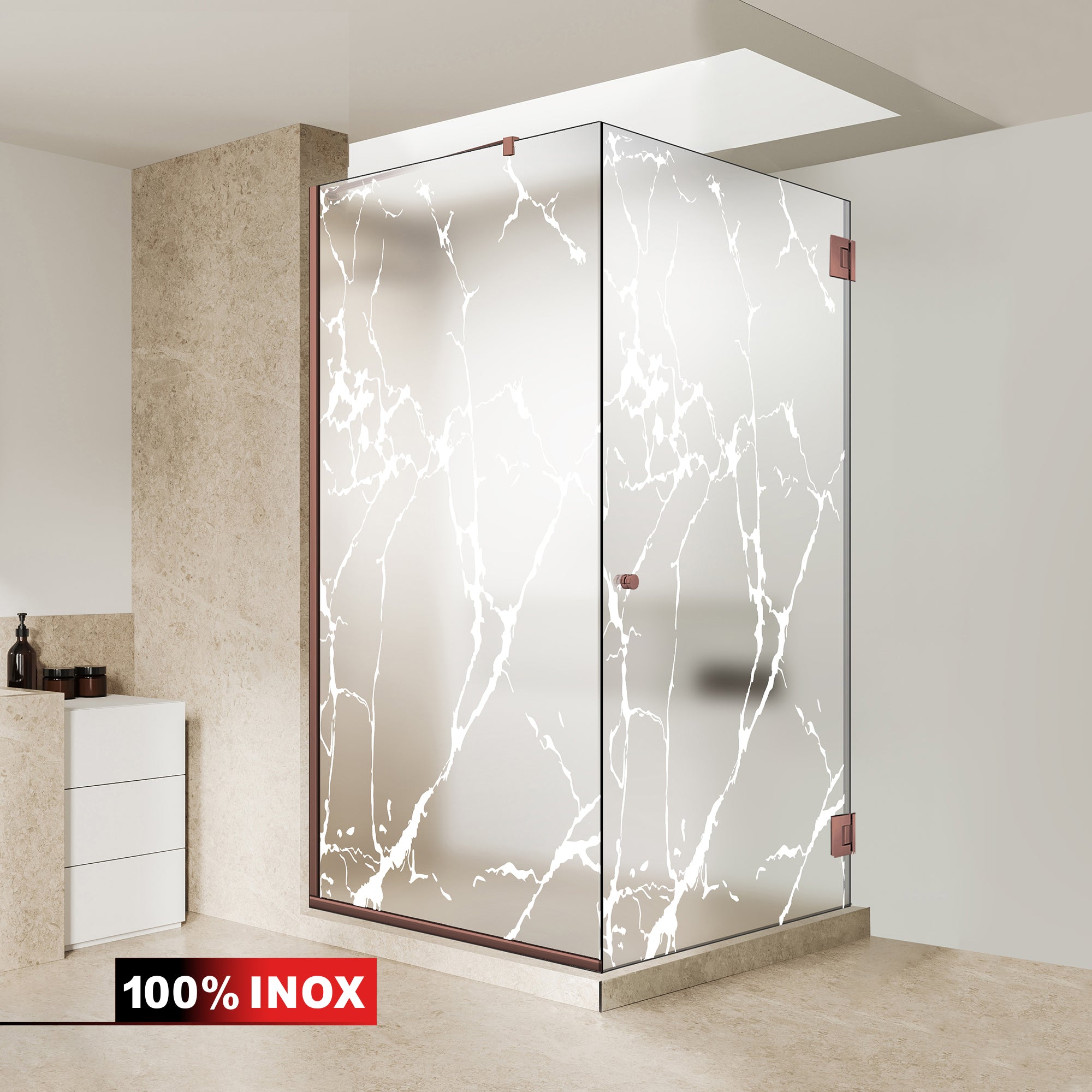 Shower enclosure with hinged door #Satiné