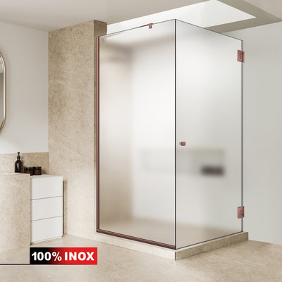 Shower enclosure with hinged door #Satiné