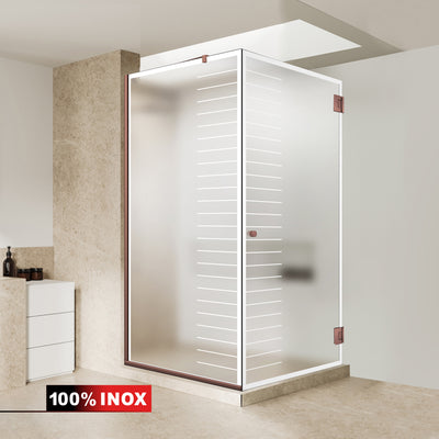 Shower enclosure with hinged door #Satiné