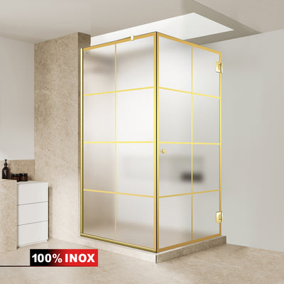 Shower enclosure with hinged door #Satiné