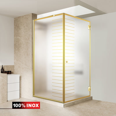 Shower enclosure with hinged door #Satiné