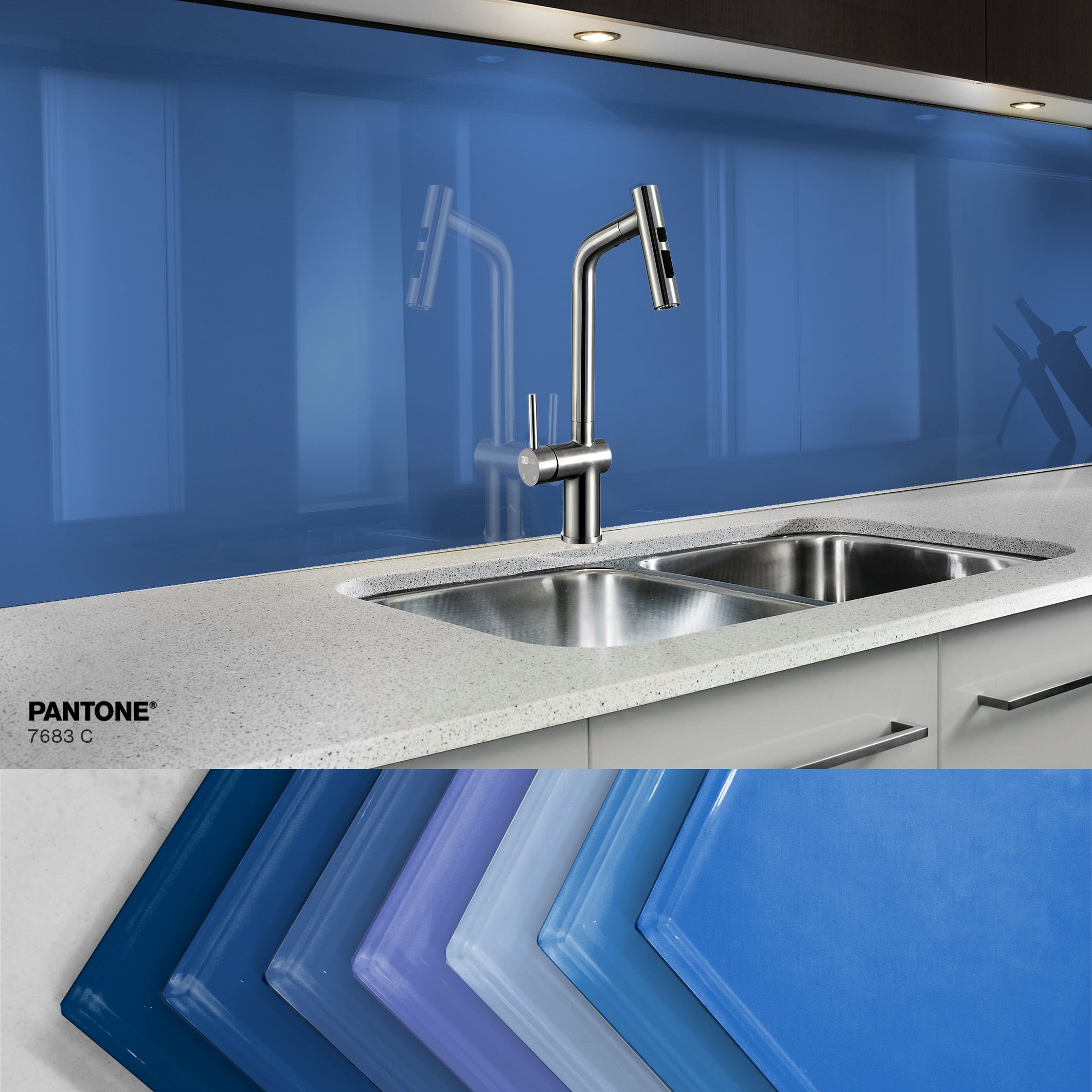 Painted kitchen glass splashback #P7683