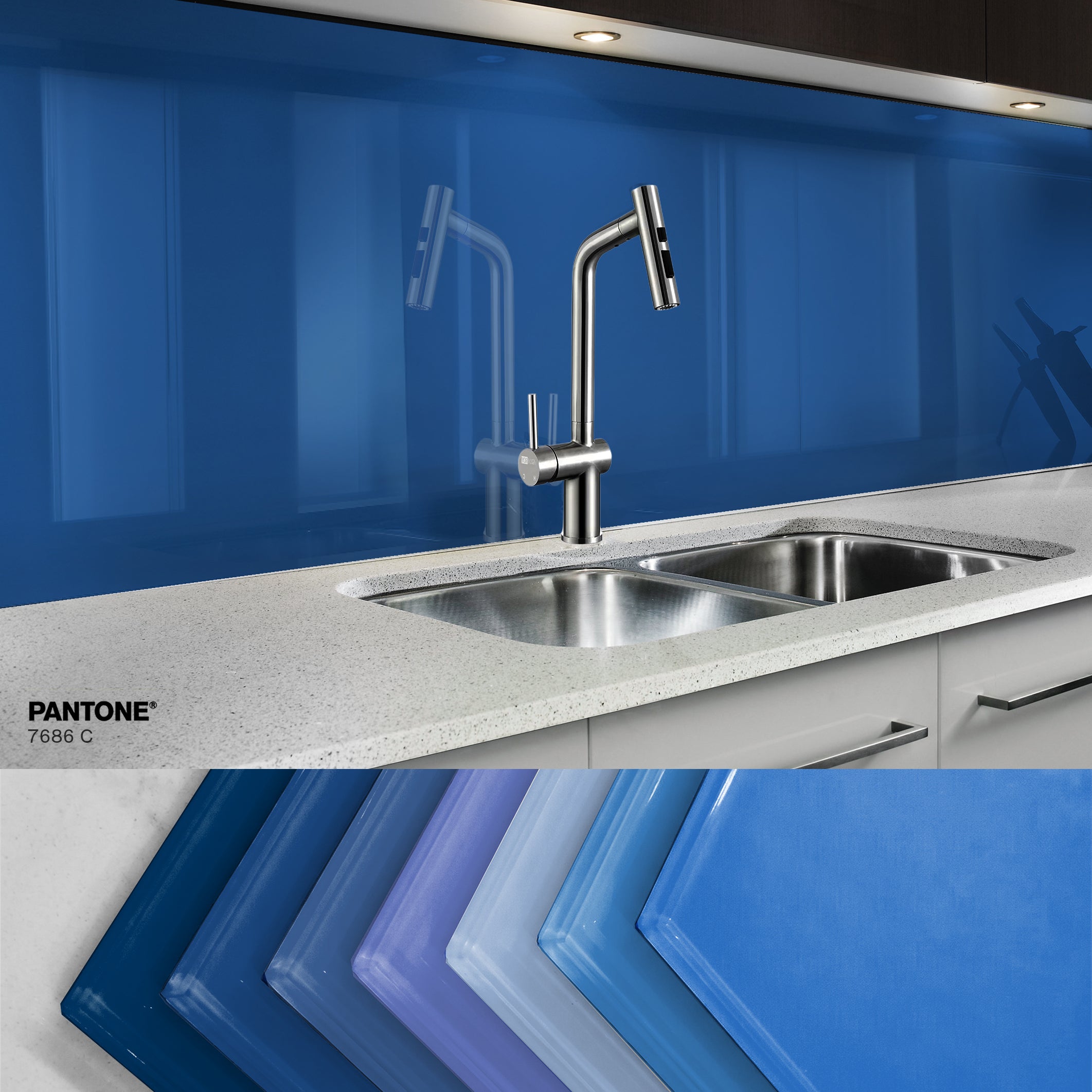 Painted kitchen glass splashback #P7686