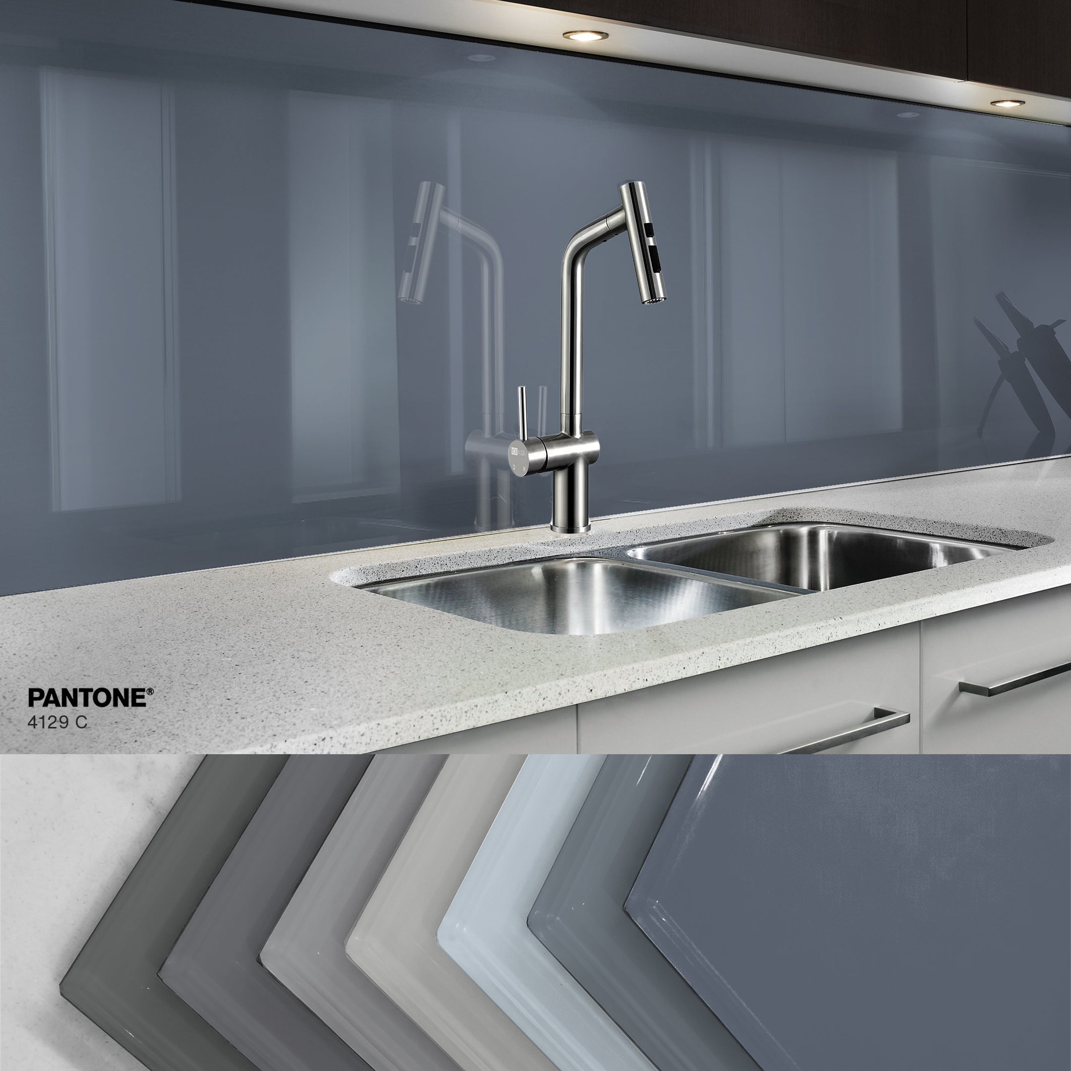 Painted kitchen glass splashback #P4129