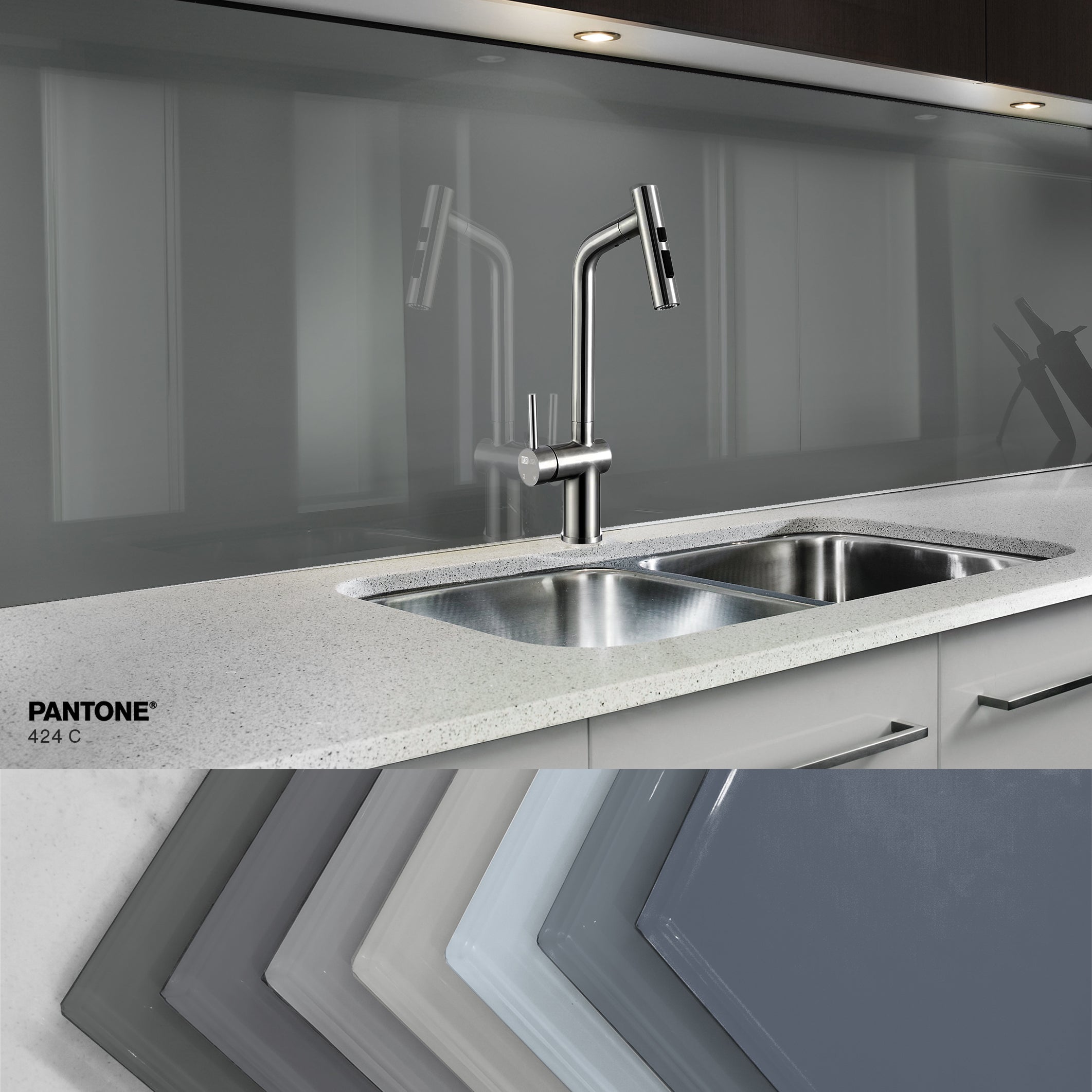 Painted kitchen glass splashback #P424