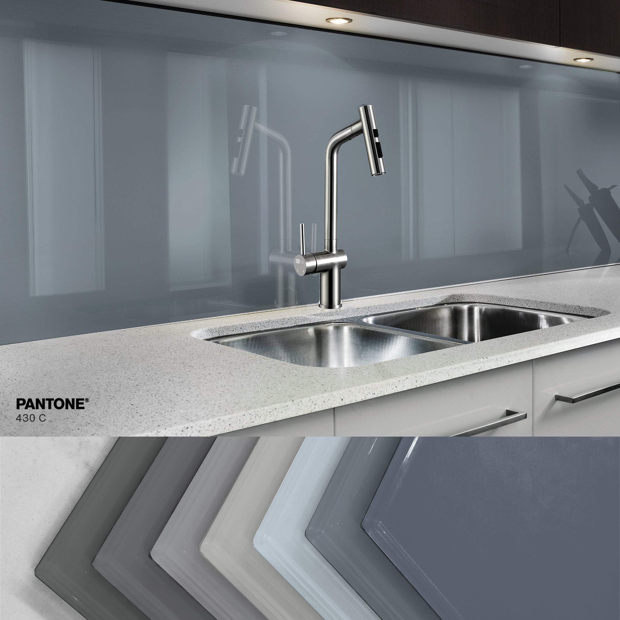 Painted kitchen glass splashback #P430