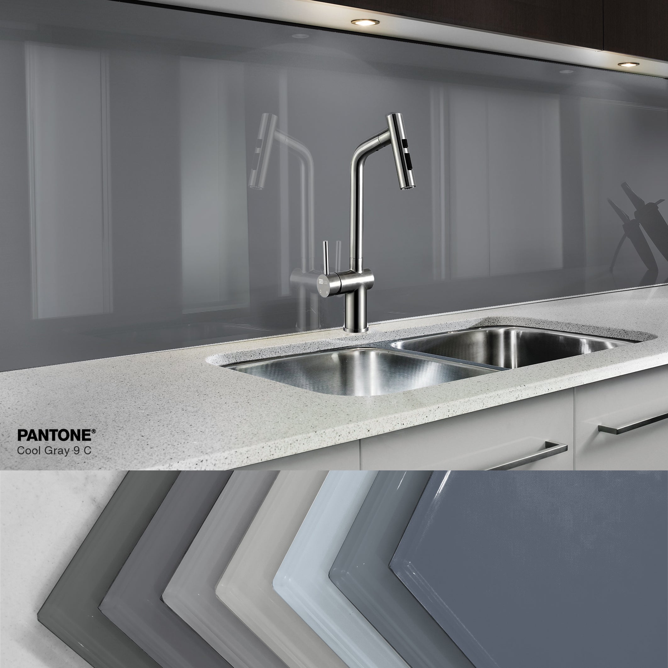 Painted kitchen glass splashback #PC9