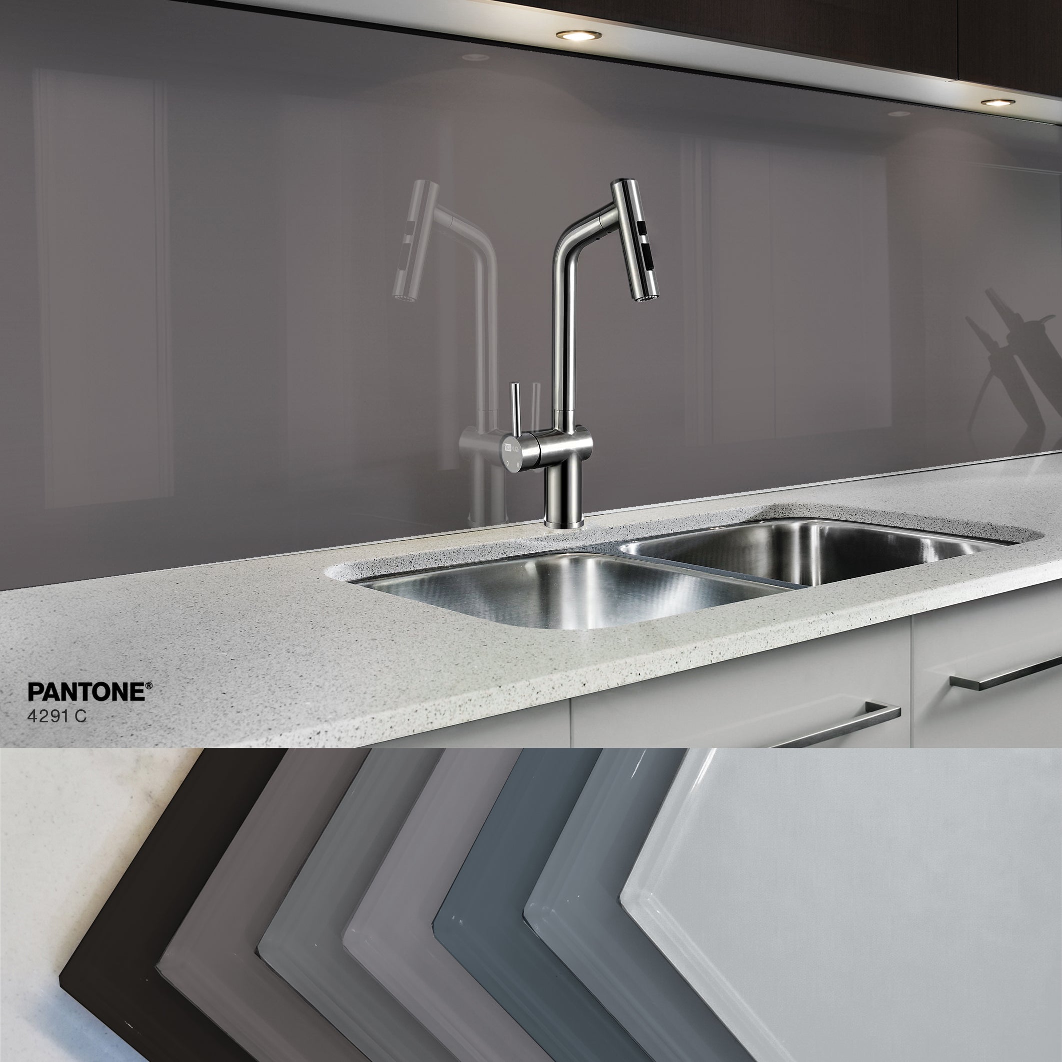 Painted glass kitchen splashback #P4291