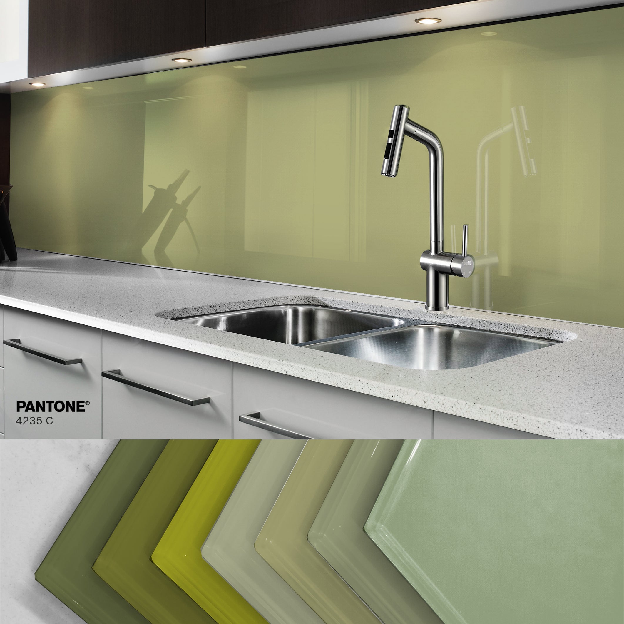 Painted glass kitchen splashback #P4235
