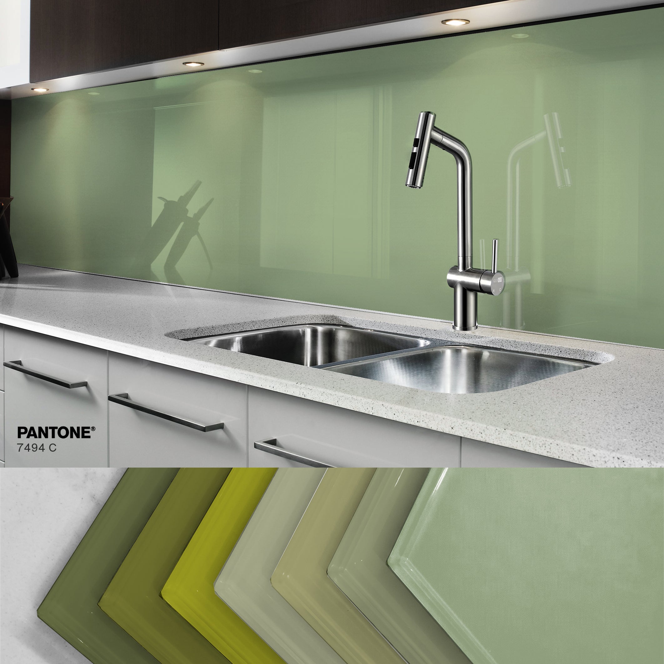Painted glass kitchen splashback #P7494
