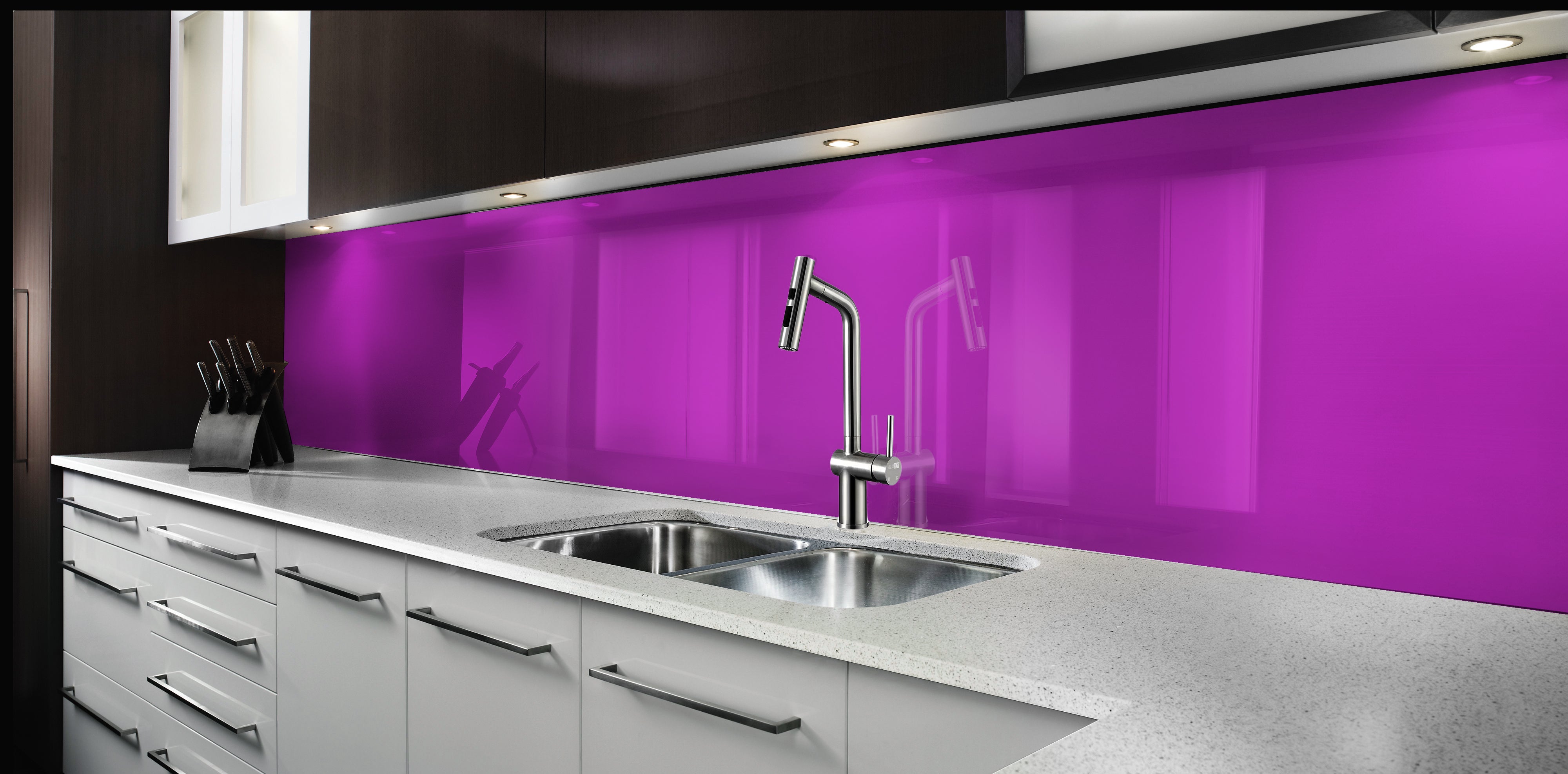 Painted glass kitchen splashbacks #PURPLEC