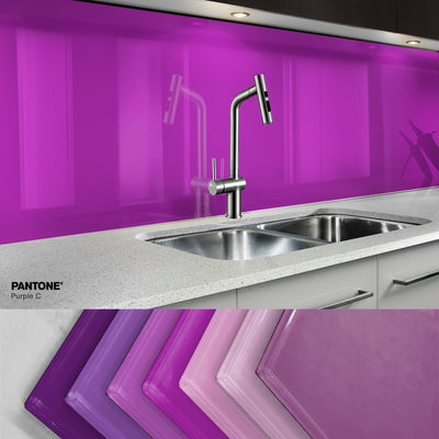 Painted glass kitchen splashbacks #PURPLEC