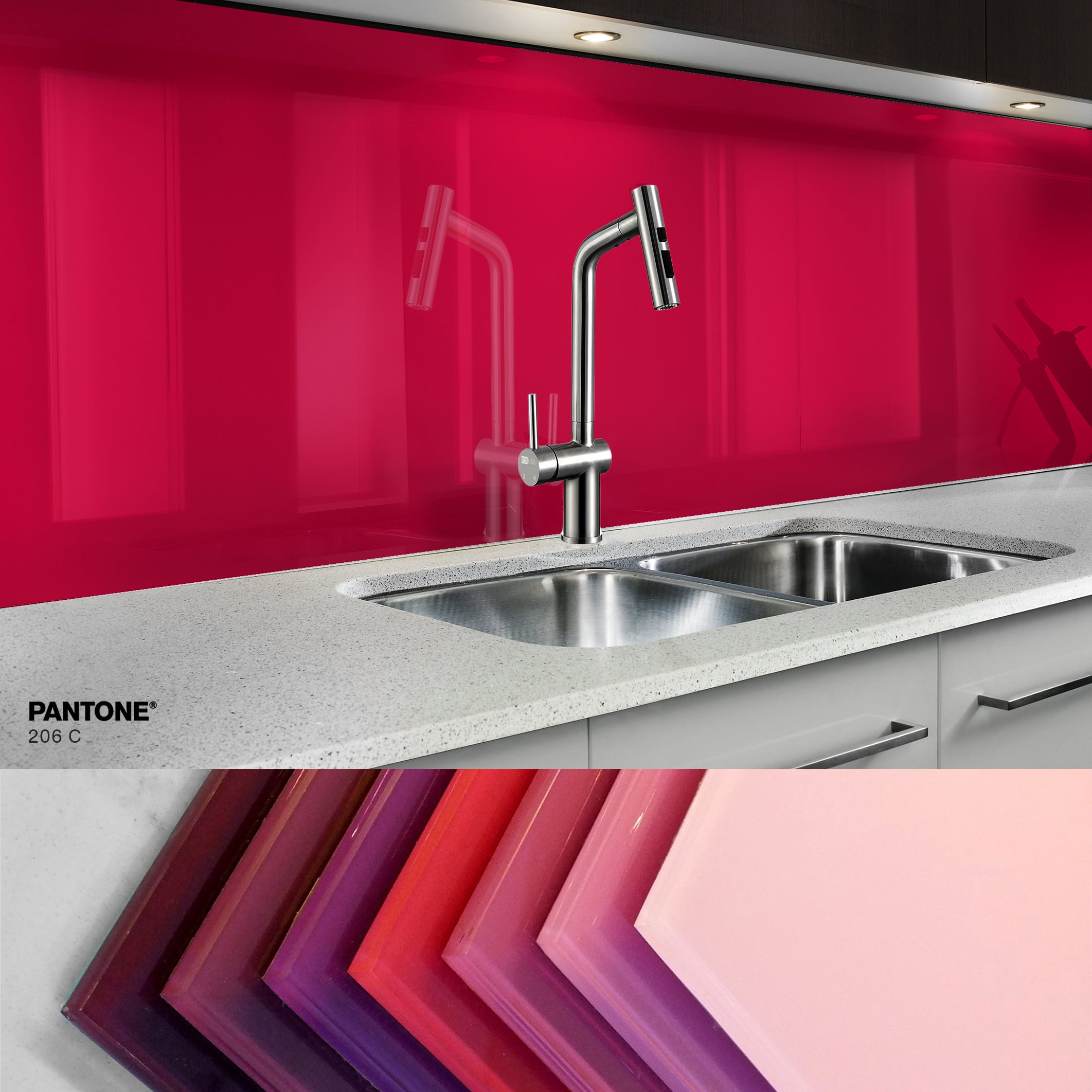Painted kitchen glass cladding #P206