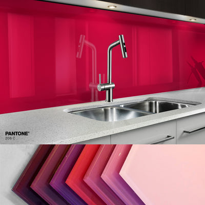 Painted kitchen glass cladding #P206