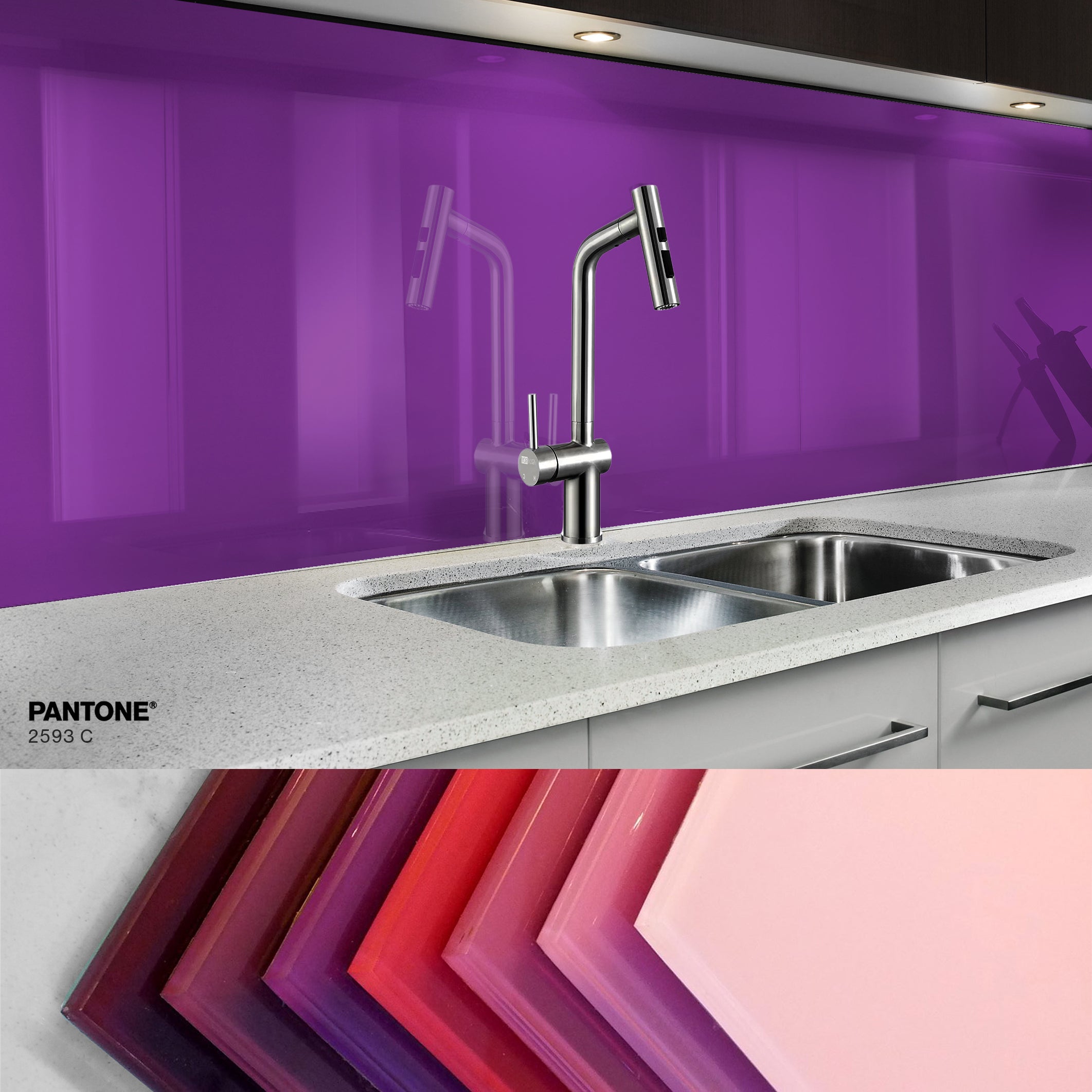 Painted kitchen glass cladding #P2593
