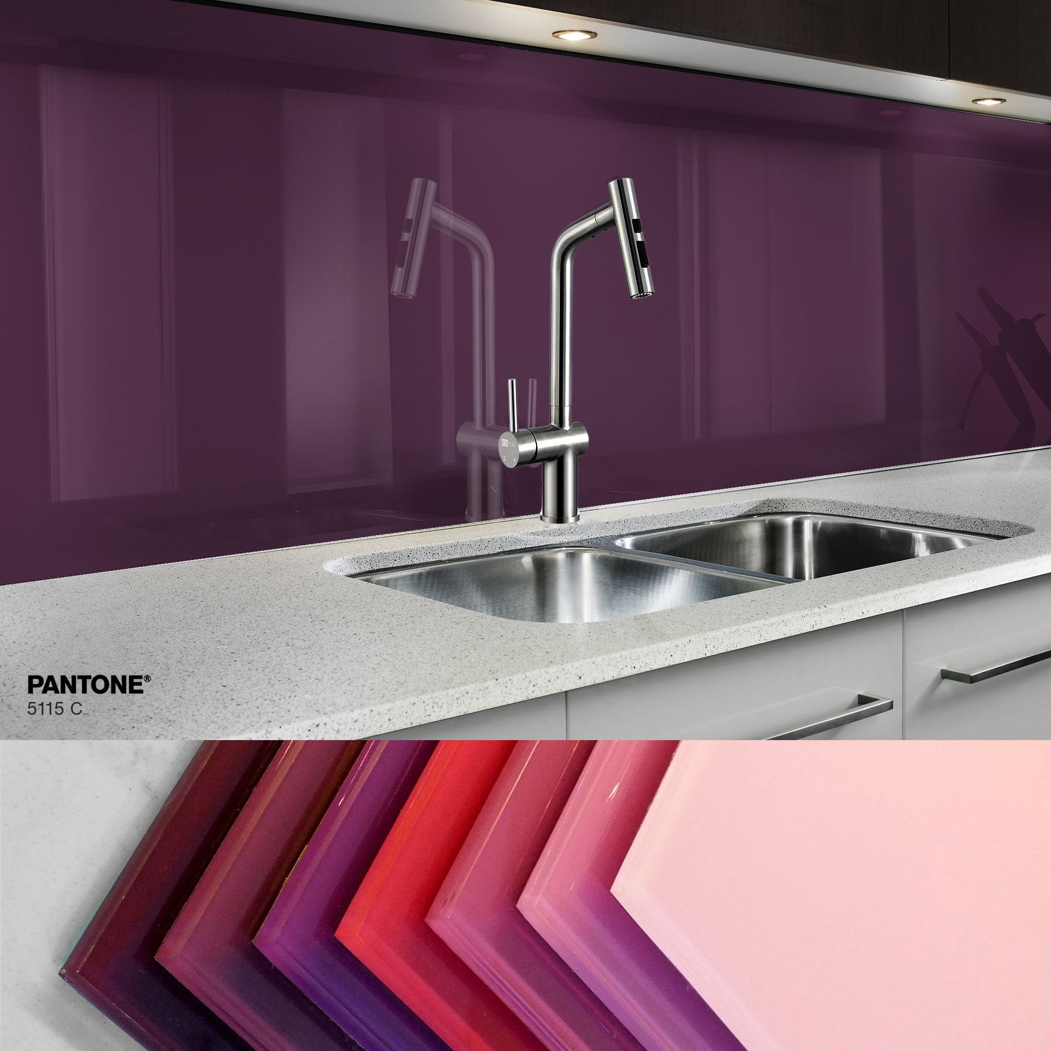 Painted kitchen glass cladding #P5115