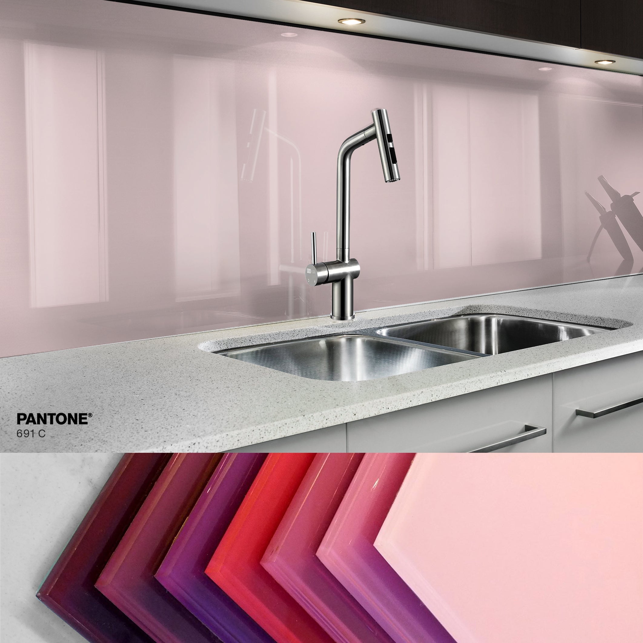 Painted kitchen glass cladding #P691