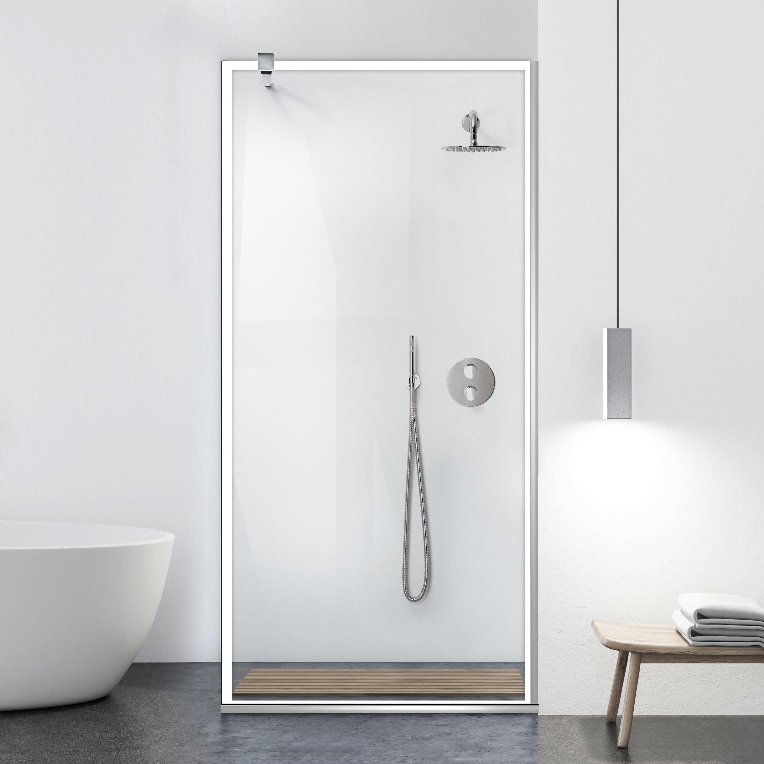 Shower Screens Walk-in, Black Shower Wall, #Clear #Crystal Clear