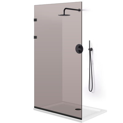 Shower Screens Walk-in, Stainless steel shower wall, matte black #Bronze