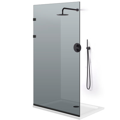 Shower Screens Walk-in, Stainless steel shower wall, matte black #Grey