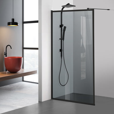 Shower Screens Walk-in, Black shower wall, #Grey #Grey