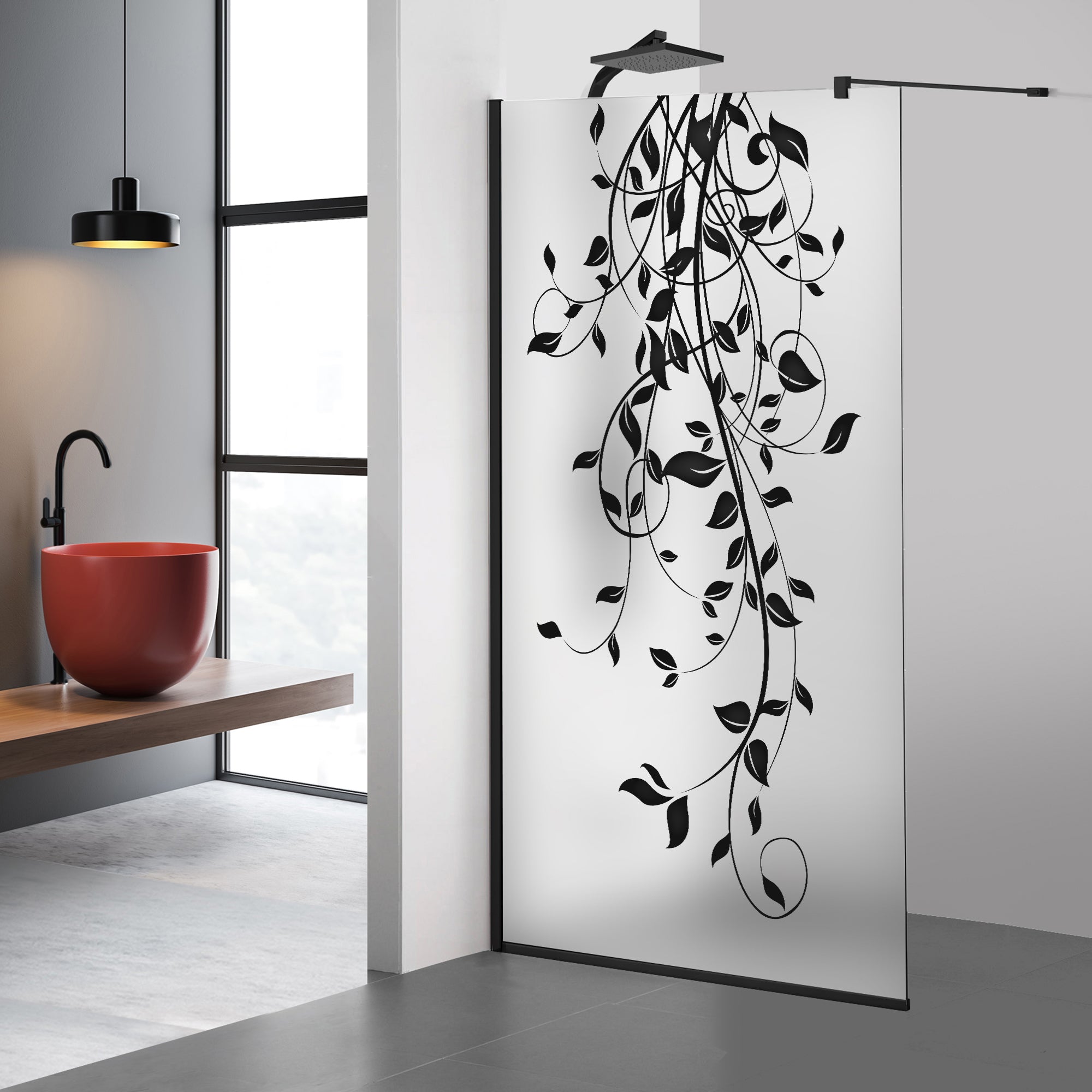 Shower Screens Walk-in, Black Shower Wall, #Satiné #Matt