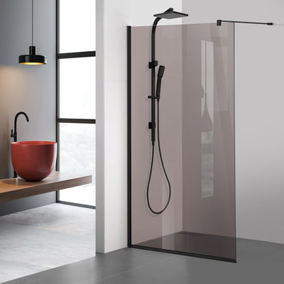 Shower Screens Walk-in, Black shower wall, #Bronze #Bronze