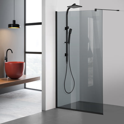 Shower Screens Walk-in, Black shower wall, #Grey #Grey