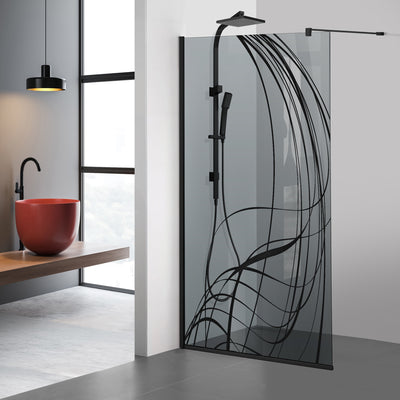 Paravan dus Walk-in, Perete dus  Negru, #Gri