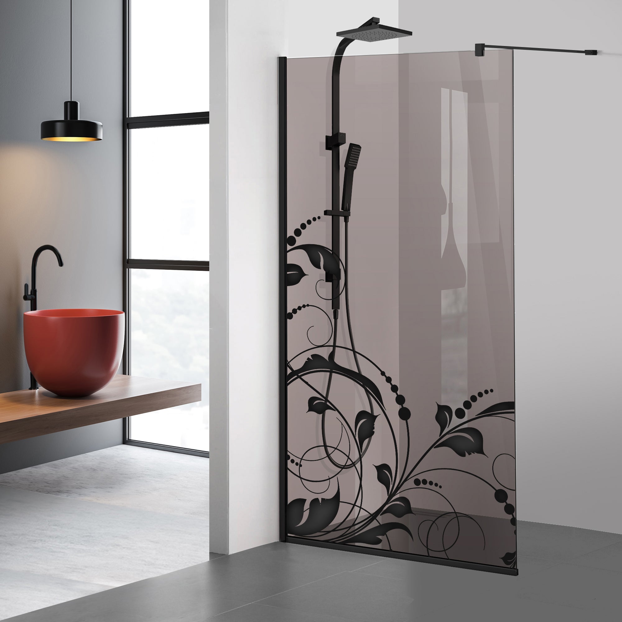 Shower Screens Walk-in, Black shower wall, #Bronze #Bronze