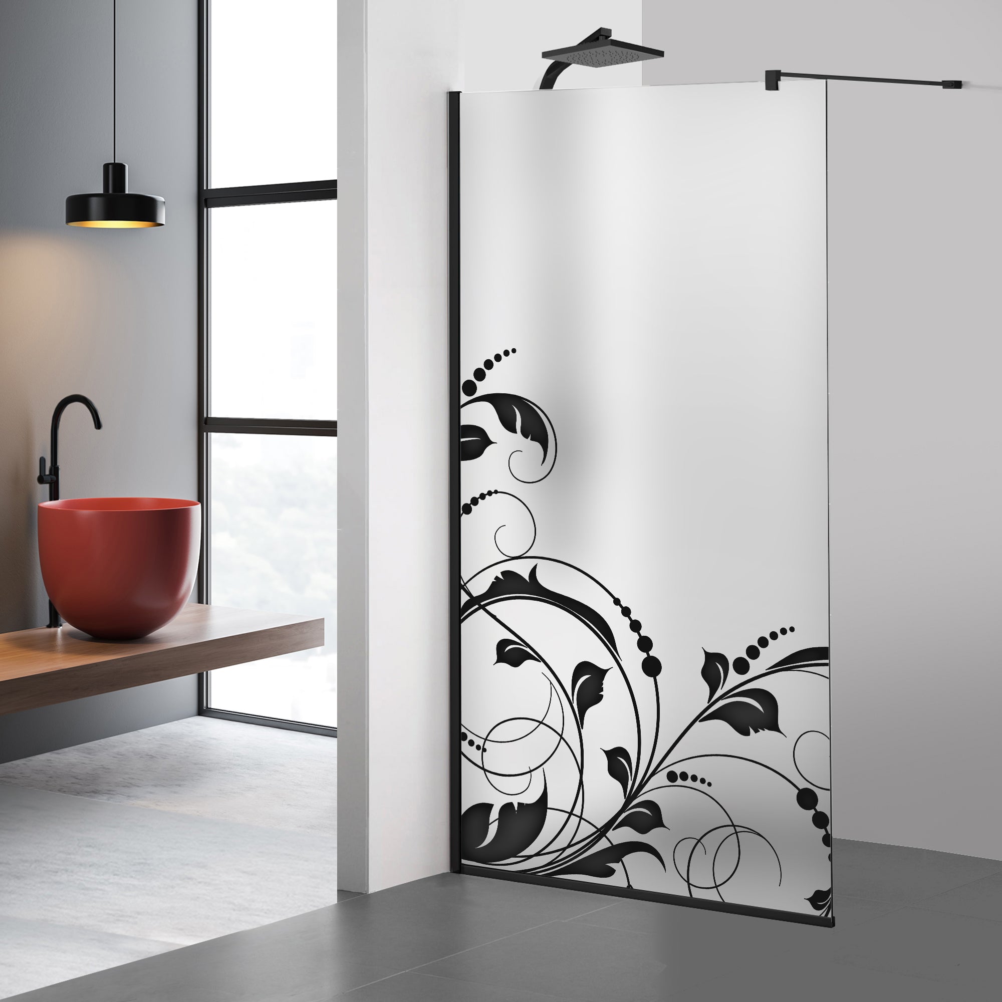Shower Screens Walk-in, Black Shower Wall, #Satiné #Matt