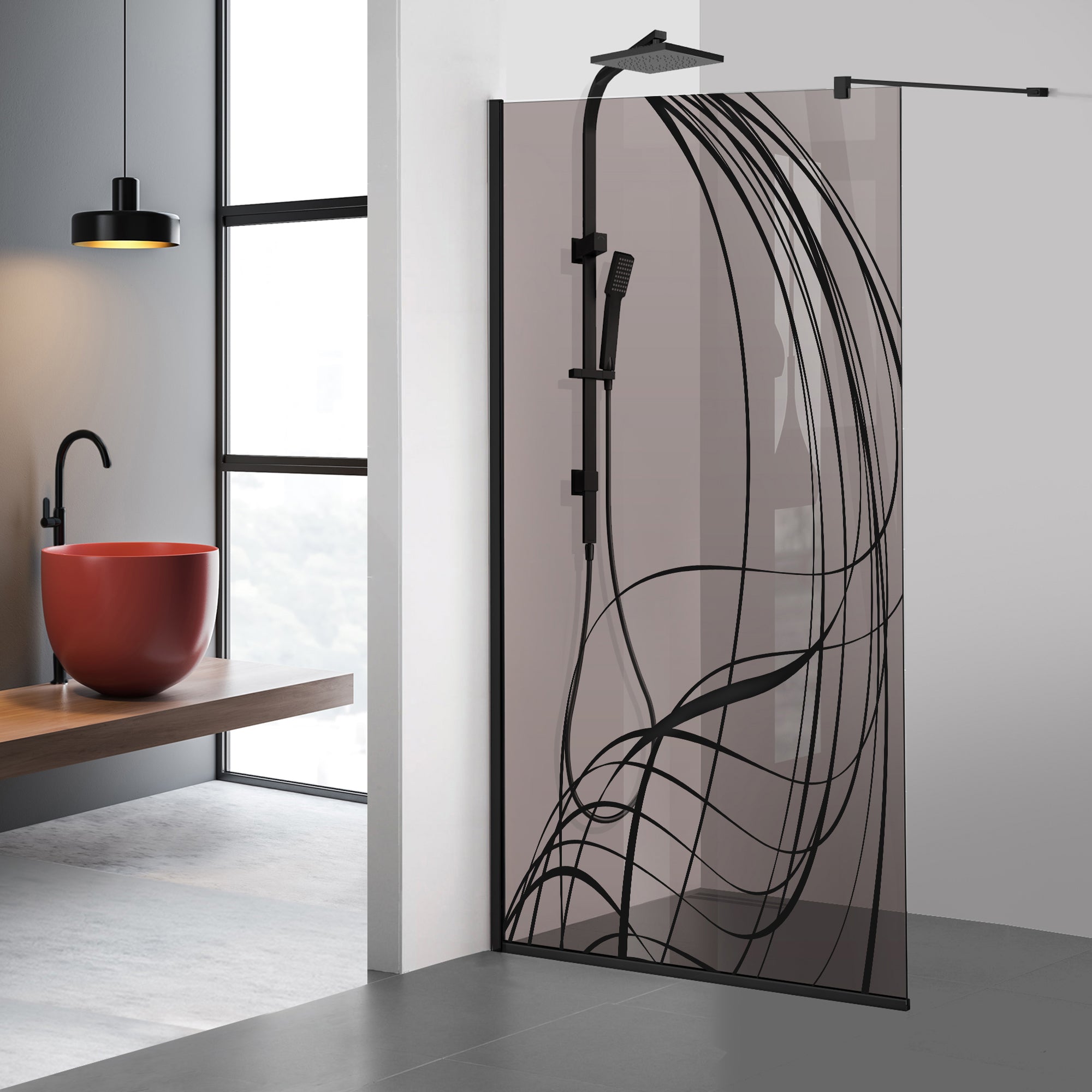 Paravan dus Walk-in, Perete dus Negru, #Bronz
