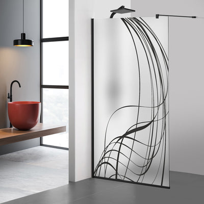Paravan dus Walk-in, Perete dus  Negru, #Mat