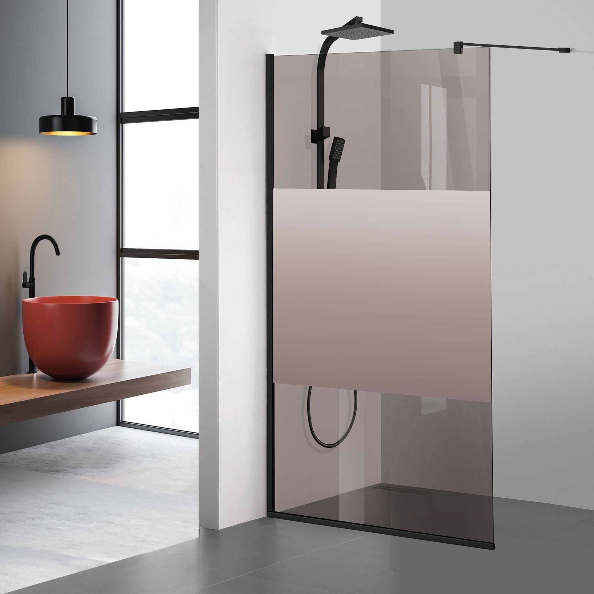 Shower Screens Walk-in, Black shower wall, #Bronze #Bronze