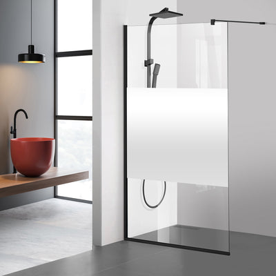 Shower Screens Walk-in, Black Shower Wall, #Clear #Víztiszta