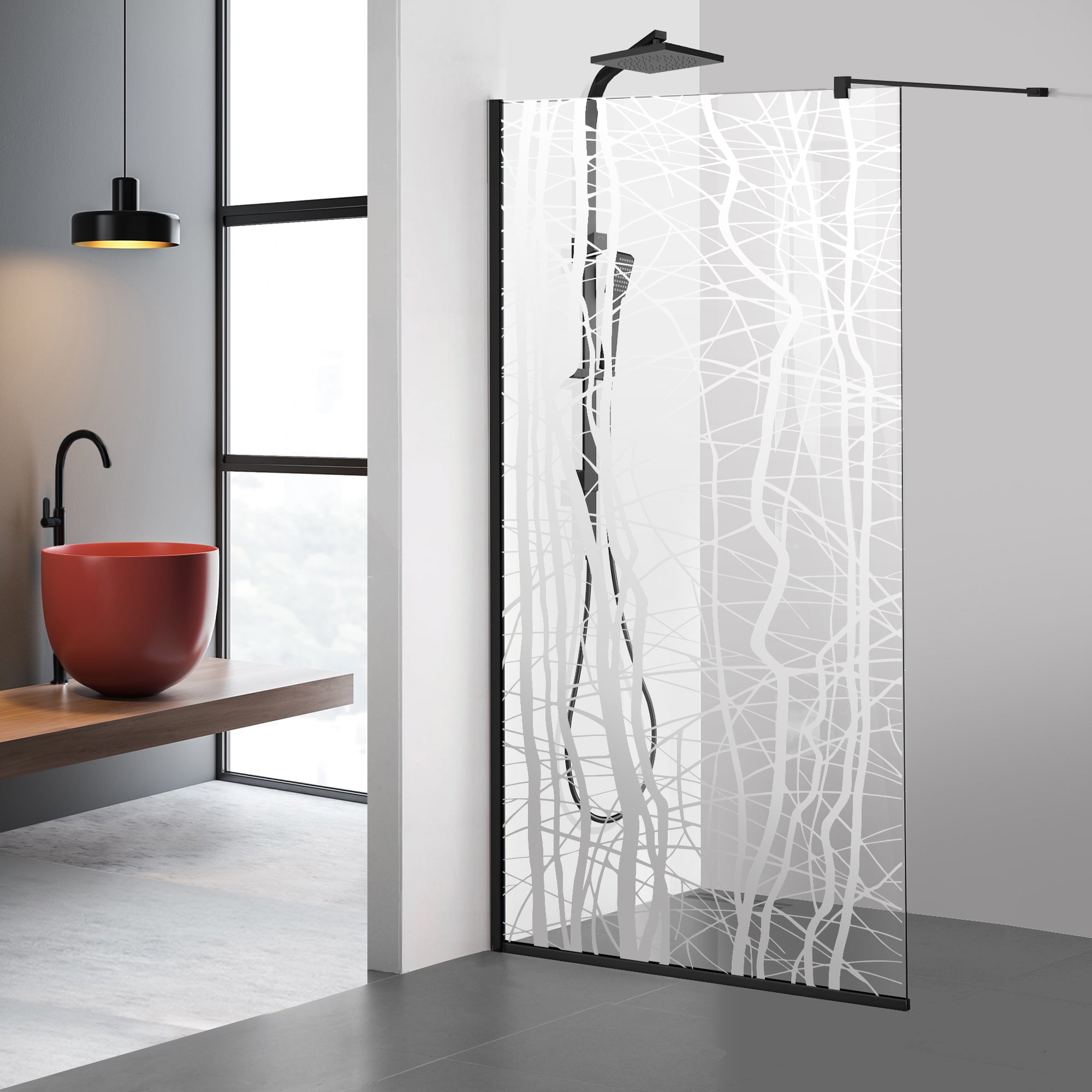 Shower Screens Walk-in, Black Shower Wall, #Clear #Víztiszta
