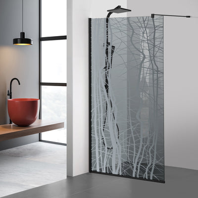 Shower Screens Walk-in, Black shower wall, #Grey #Grey