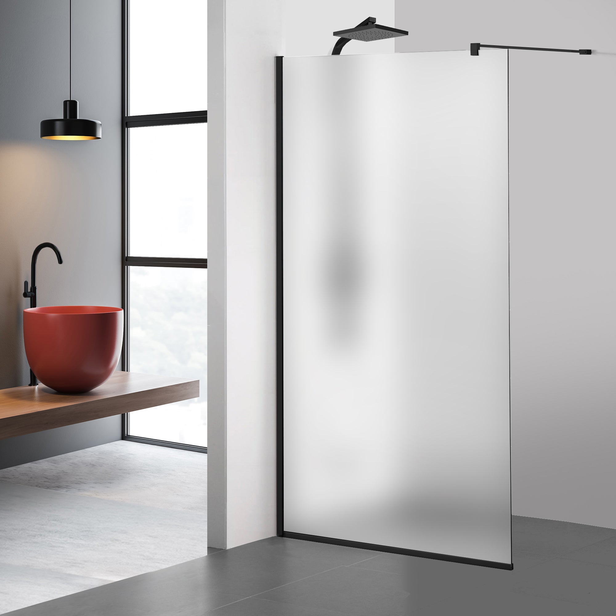 Shower Screens Walk-in, Black Shower Wall, #Satiné #Matt