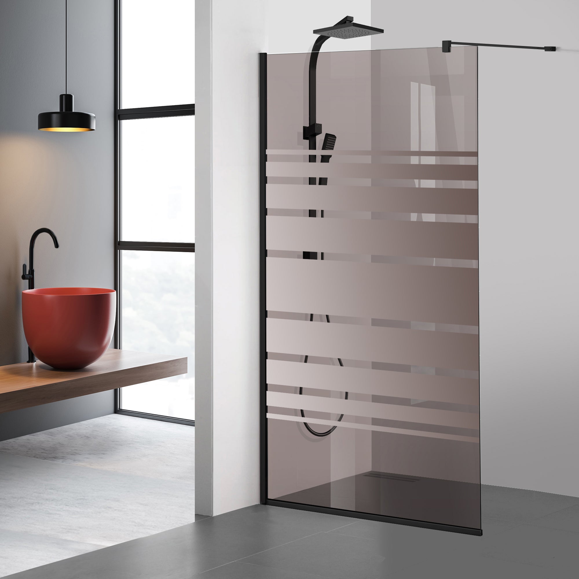 Shower Screens Walk-in, Black shower wall, #Bronze #Bronze