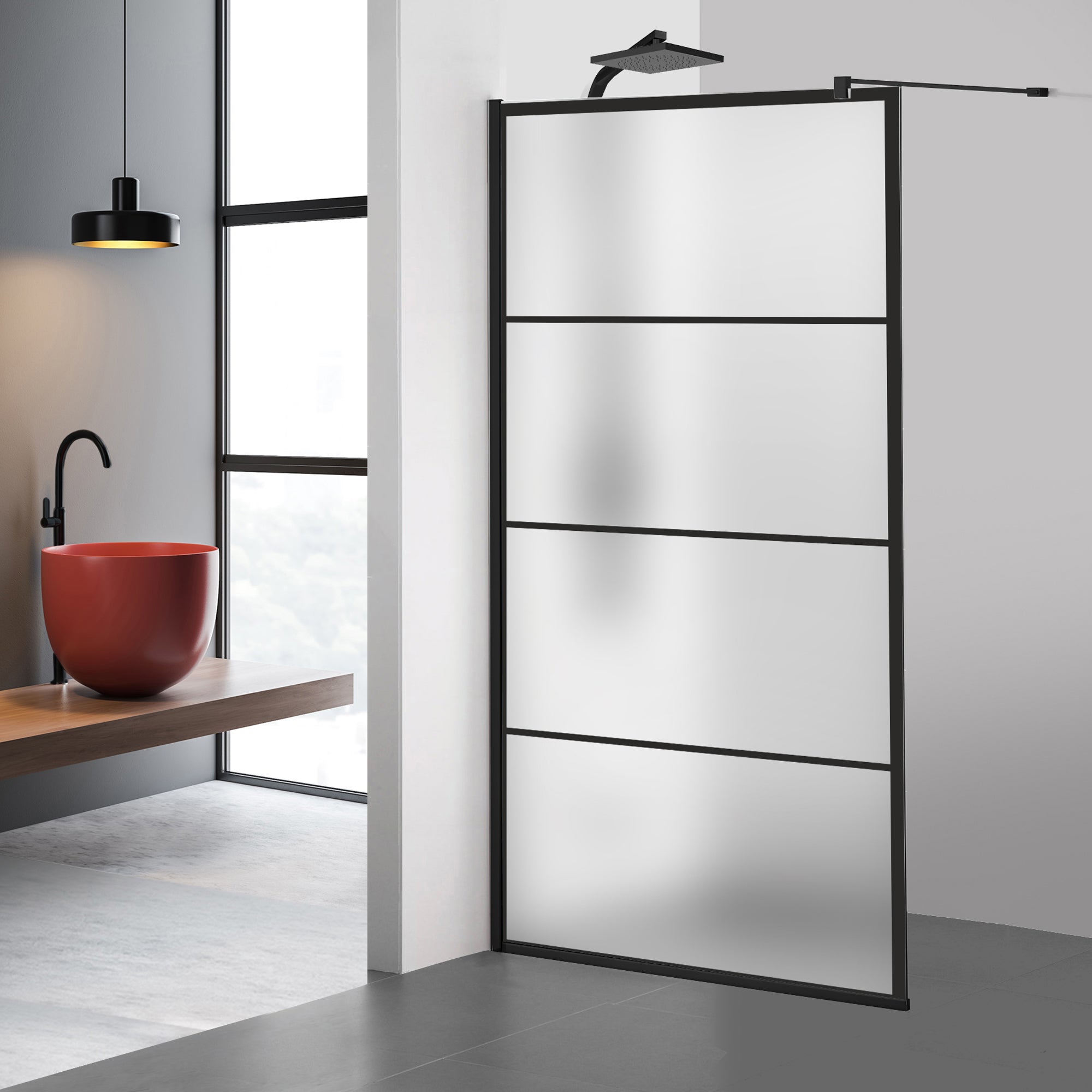 Shower Screens Walk-in, Black Shower Wall, #Satiné #Matt