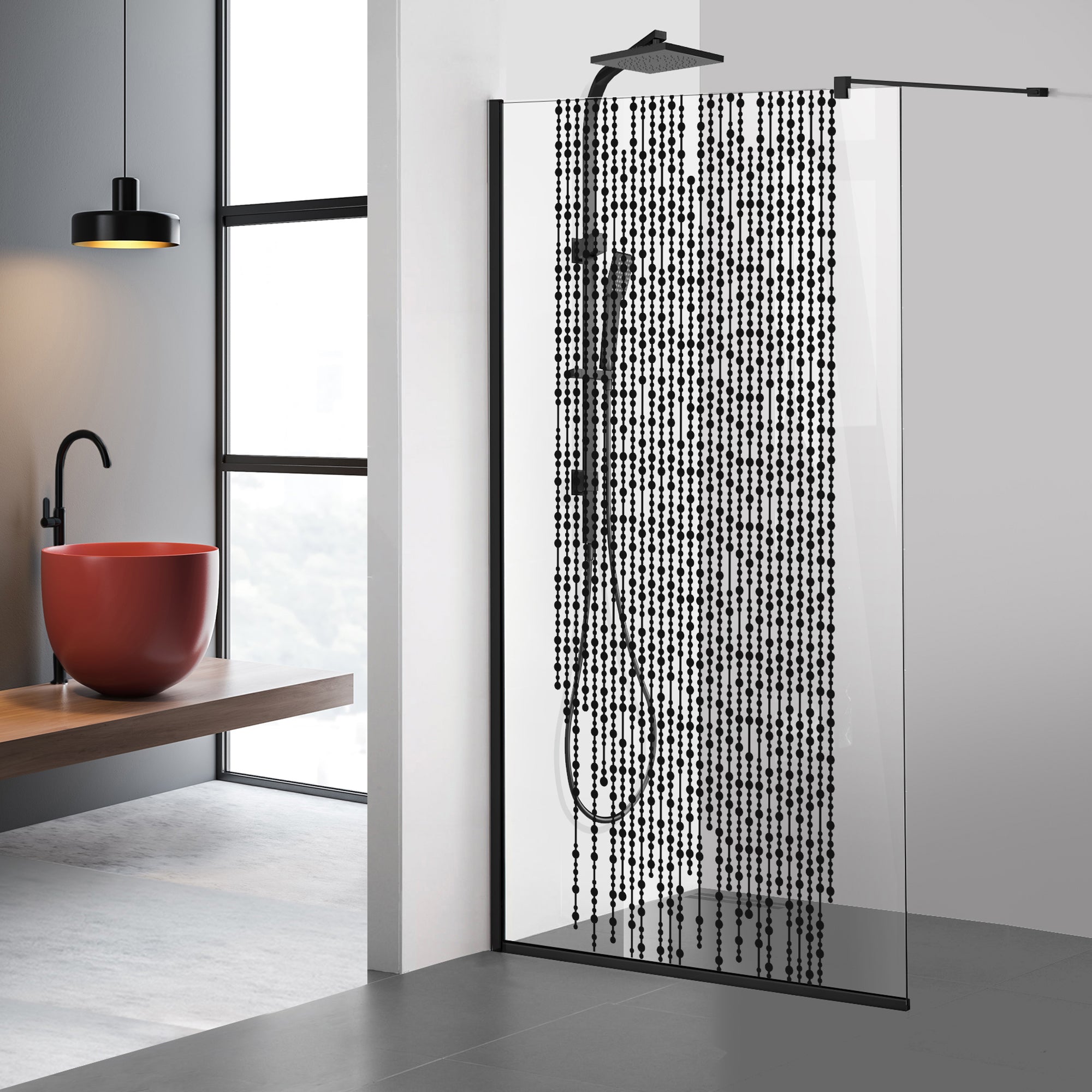 Shower Screens Walk-in, Black Shower Wall, #Clear #Víztiszta