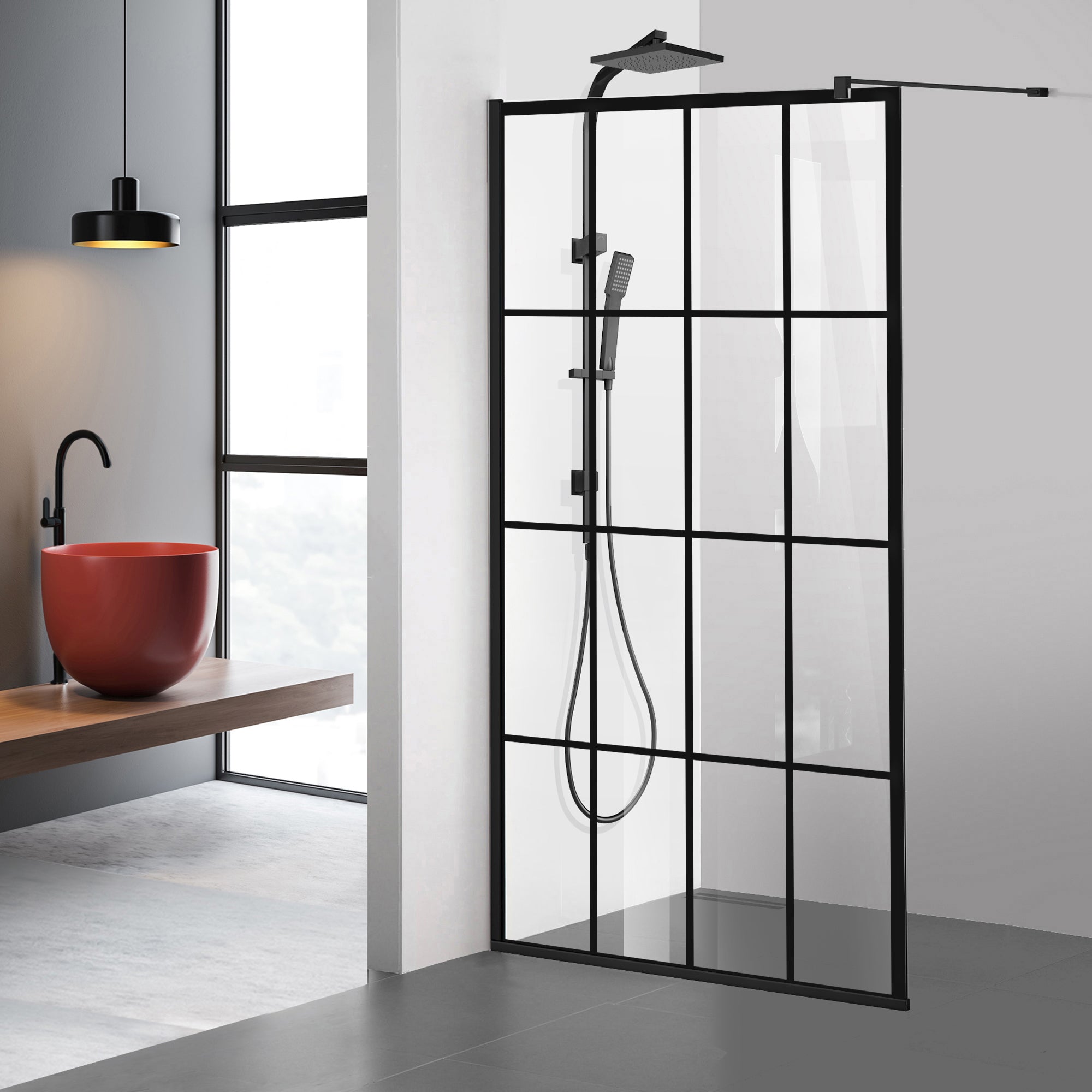 Shower Screens Walk-in, Black Shower Wall, #Clear #Víztiszta