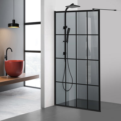 Shower Screens Walk-in, Black shower wall, #Grey #Grey