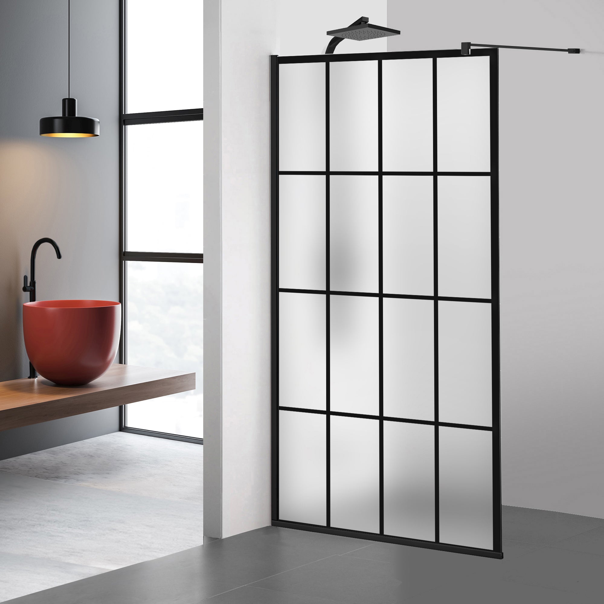 Shower Screens Walk-in, Black Shower Wall, #Satiné #Matt