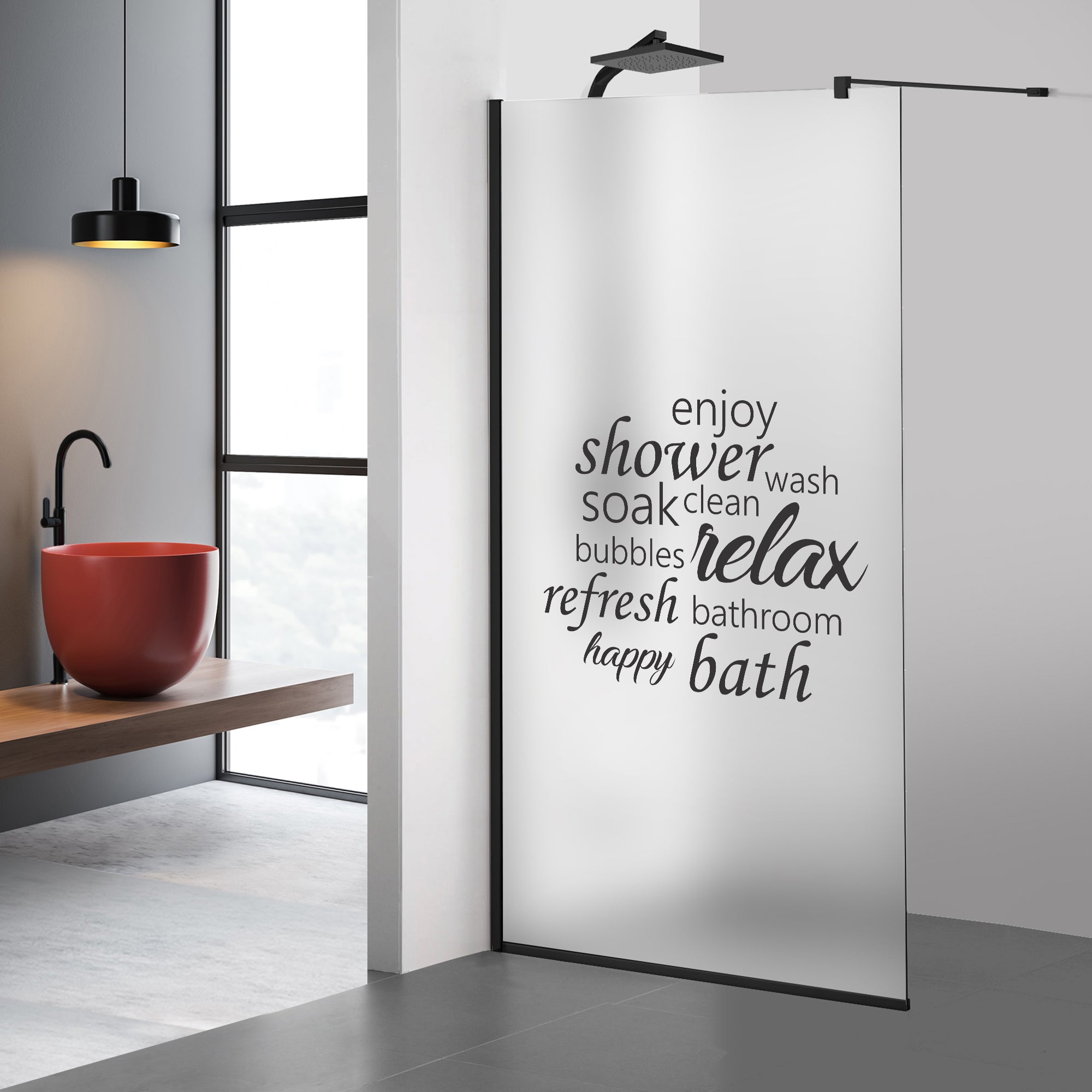 Shower Screens Walk-in, Black Shower Wall, #Satiné #Matt