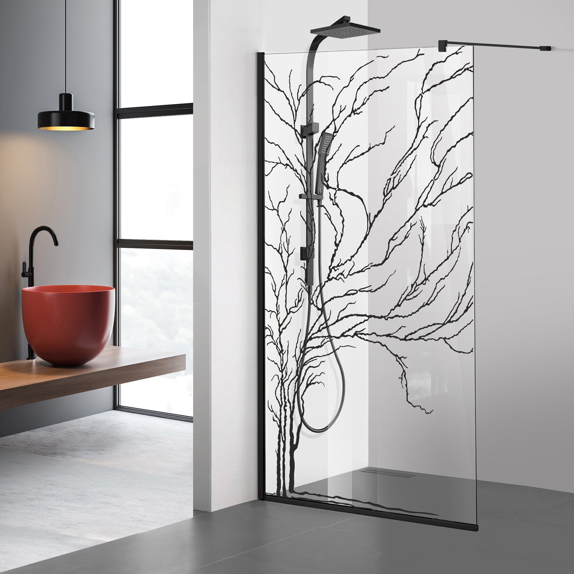 Shower Screens Walk-in, Black Shower Wall, #Clear #Víztiszta
