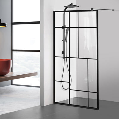 Shower Screens Walk-in, Black Shower Wall, #Clear #Víztiszta