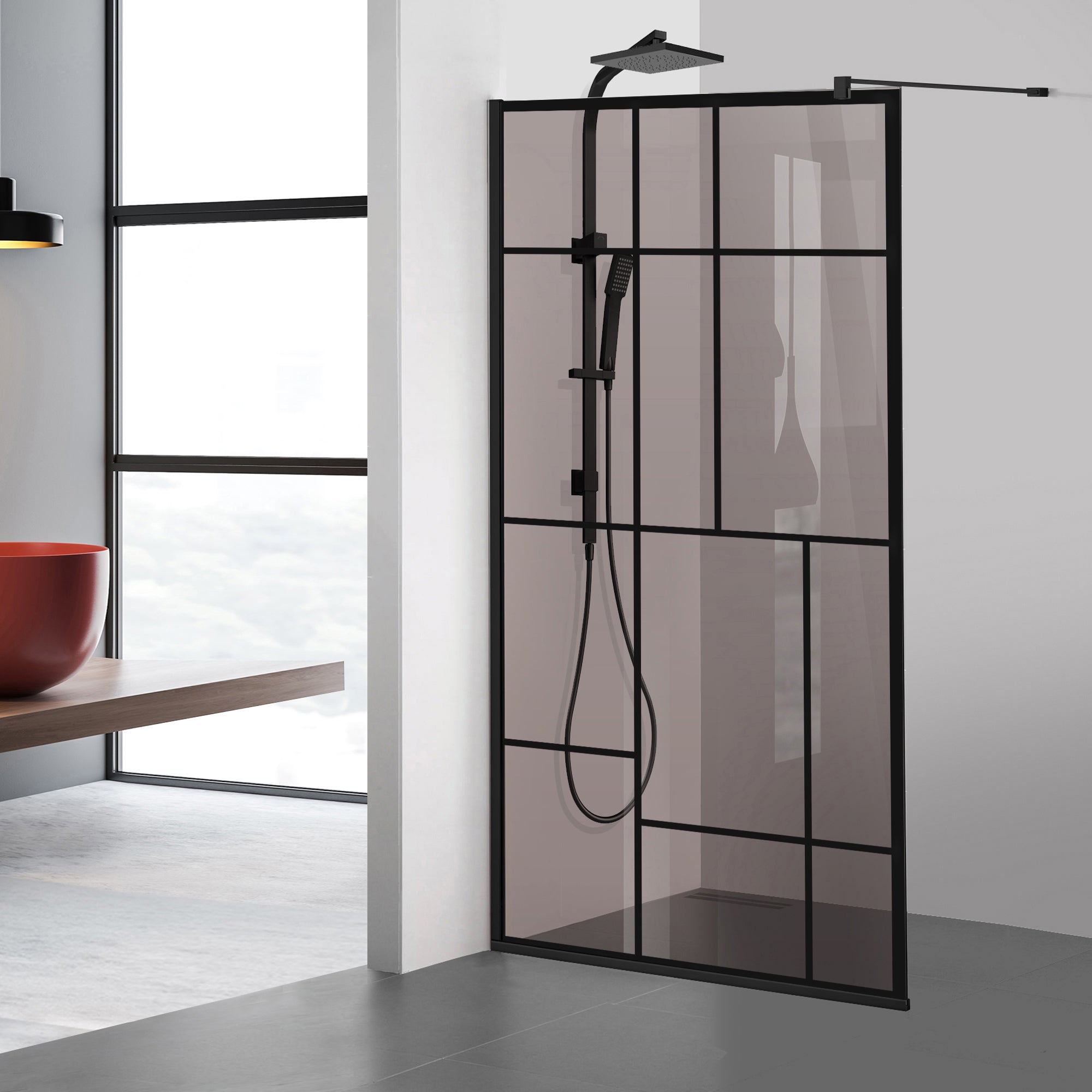 Shower Screens Walk-in, Black shower wall, #Bronze #Bronze