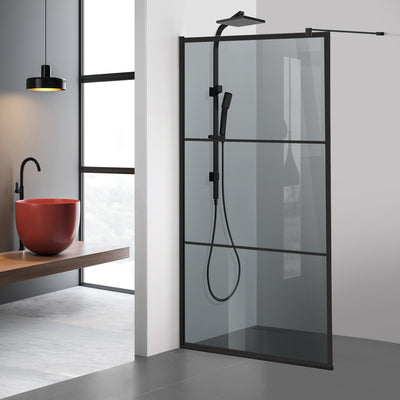 Shower Screens Walk-in, Black shower wall, #Grey #Grey